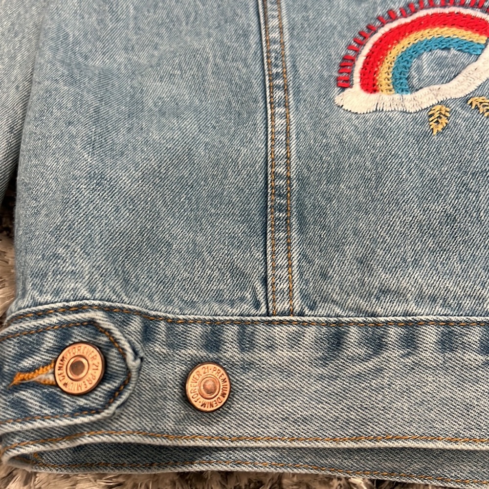 Forever 21 Jean jacket with embroidery “Cosmic World” size M - Picture 6 of 8